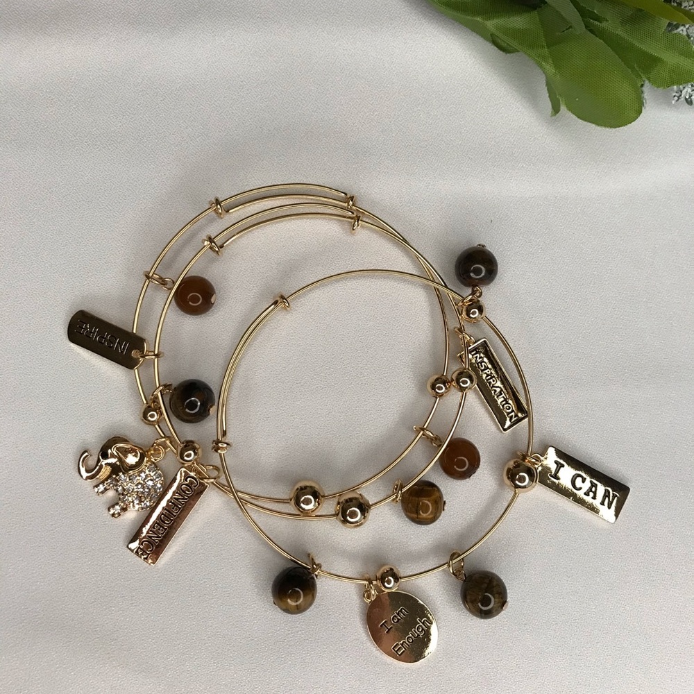 Bracelets with charms.